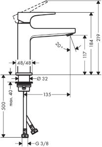 Смеситель для раковины Hansgrohe Metropol 110 со сливным клапаном Push-Open 32507670 матовый черный