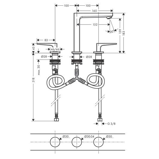Смеситель для раковины Hansgrohe Metropol 32515990