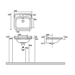 Раковина Kerasan Waldorf  4140K1bi/cr*3 Белая 60 см Раковина Kerasan Waldorf  4140K1bi/cr*3 Белая 60 см