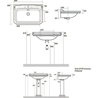 Раковина Kerasan Waldorf  4141K1bi/cr*1 Белая 80 см Раковина Kerasan Waldorf  4141K1bi/cr*1 Белая 80 см