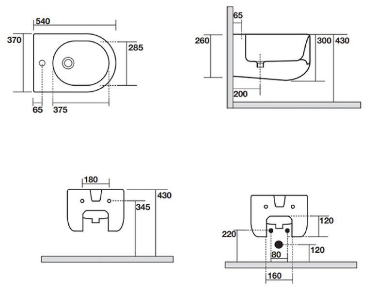 Биде подвесное Kerasan Flo 312330 Белое