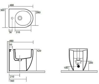 Биде напольное Kerasan Flo 312101*1 Белое Биде напольное Kerasan Flo 312101*1 Белое