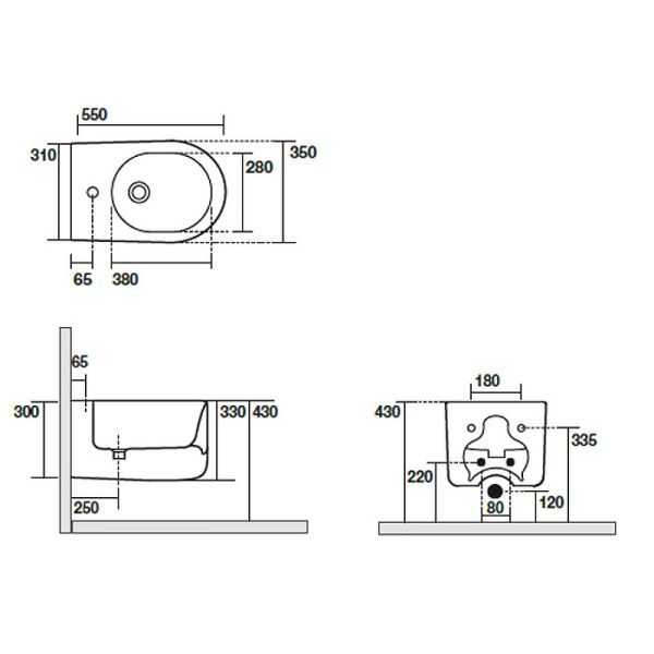 Биде подвесное Kerasan Nolita 532531*1 черное