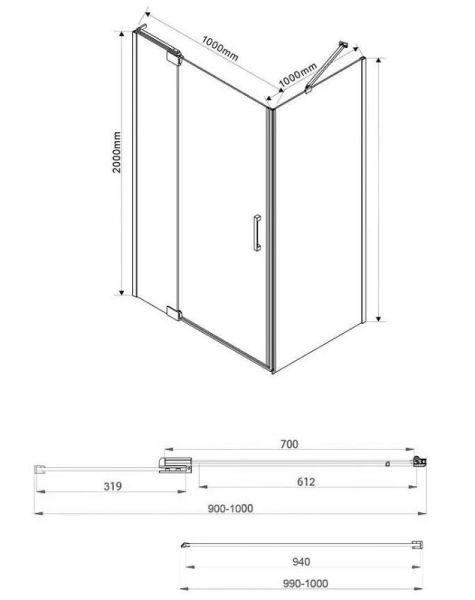 Душевой уголок Vincea Extra VSR-1E901010CL 90/100 x 100 см