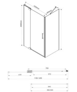 Душевой уголок Vincea Extra VSR-1E111290CL 110/120 x 90 см