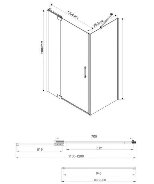 Душевой уголок Vincea Extra VSR-1E111290CL 110/120 x 90 см