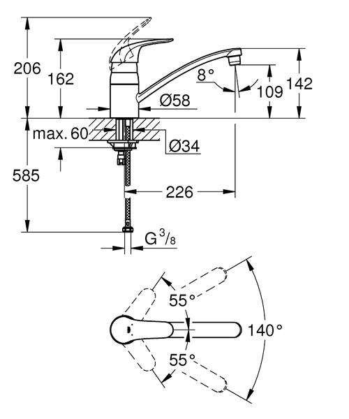 Смеситель для кухни Grohe Euroeco 32750000 хром