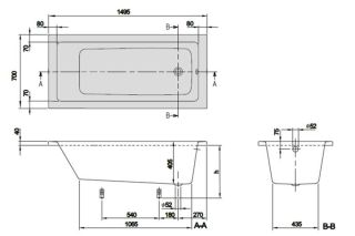 Акриловая ванна Villeroy Boch Targa Plus Solo 150х70 UBA150NES2V01+U99740000 см ножки в комплетке Акриловая ванна Villeroy Boch Targa Plus Solo 150х70 UBA150NES2V01+U99740000 см ножки в комплетке