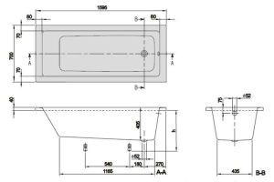 Акриловая ванна Villeroy Boch Targa Plus Solo UBA167NES2V01+U99740000 160х70 см ножки в комплекте