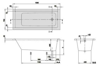 Акриловая ванна Villeroy Boch Targa Plus Solo UBA167NES2V01+U99740000 160х70 см ножки в комплекте Акриловая ванна Villeroy Boch Targa Plus Solo UBA167NES2V01+U99740000 160х70 см ножки в комплекте