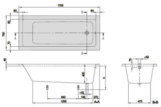 Акриловая ванна Villeroy Boch Targa Plus Solo UBA171NES2V01+U99740000 170х75 см ножки в комплекте Акриловая ванна Villeroy Boch Targa Plus Solo UBA171NES2V01+U99740000 170х75 см ножки в комплекте