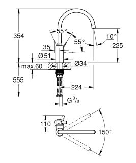 Смеситель для кухни Grohe Eurosmart Cosmopolitan 32843002 хром Смеситель для кухни Grohe Eurosmart Cosmopolitan 32843002 хром