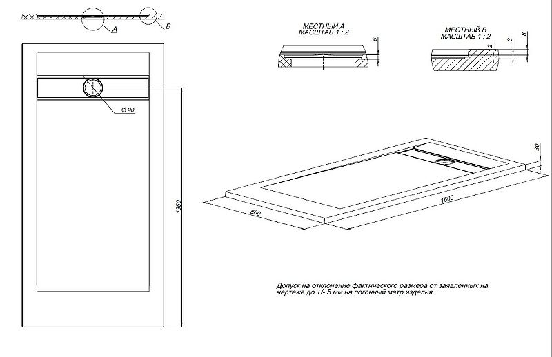 Душевой поддон Allen Brau Infinity 8.21006-AM Антрацит 160x80 Душевой поддон Allen Brau Infinity 8.21006-AM Антрацит 160x80