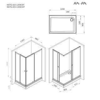 Душевой уголок AM.PM Sunny W87G-403-12090-MT профиль серебристый 120x90 см Душевой уголок AM.PM Sunny W87G-403-12090-MT профиль серебристый 120x90 см
