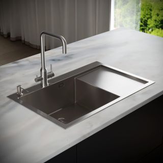 Мойка для кухни с правым крылом и дозатор РМС MRK-7851L серый