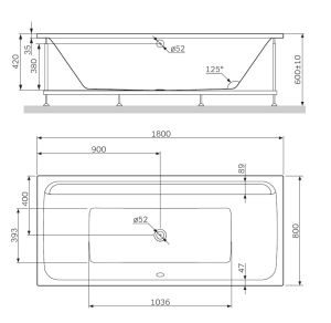 Каркас для ванны Am.pm INSPIRE 2.0 W52A-180-080W-R 180x80