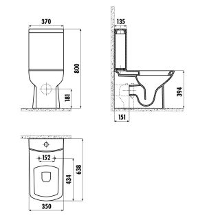Унитаз-компакт Creavit Lara LR360-11SM00E-0000 чёрный матовый