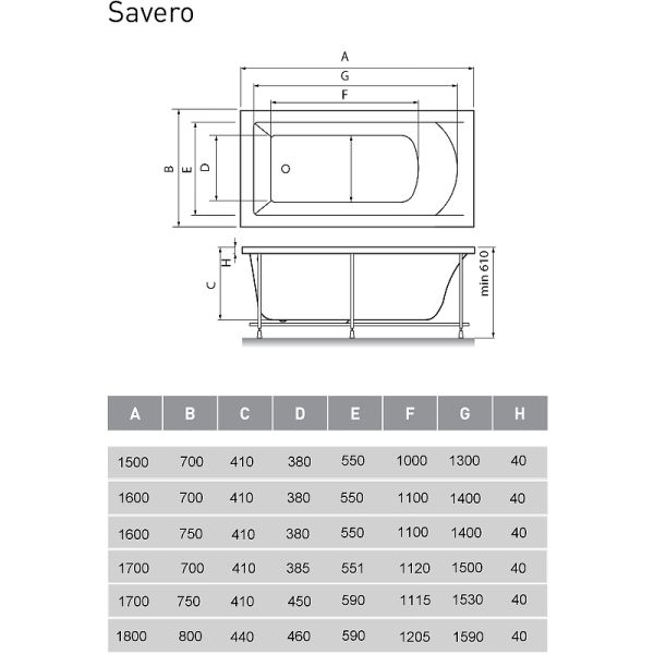 Акриловая ванна Vayer Savero 160x75 Гл000011565 без гидромассажа
