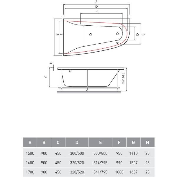 Акриловая ванна Vayer Boomerang 180x100 L Гл000010190 без гидромассажа