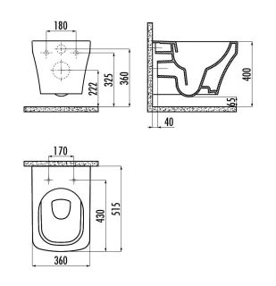 Подвесной унитаз с функцией биде Creavit Solo SO321-00CB00E-0000 безободковый белый