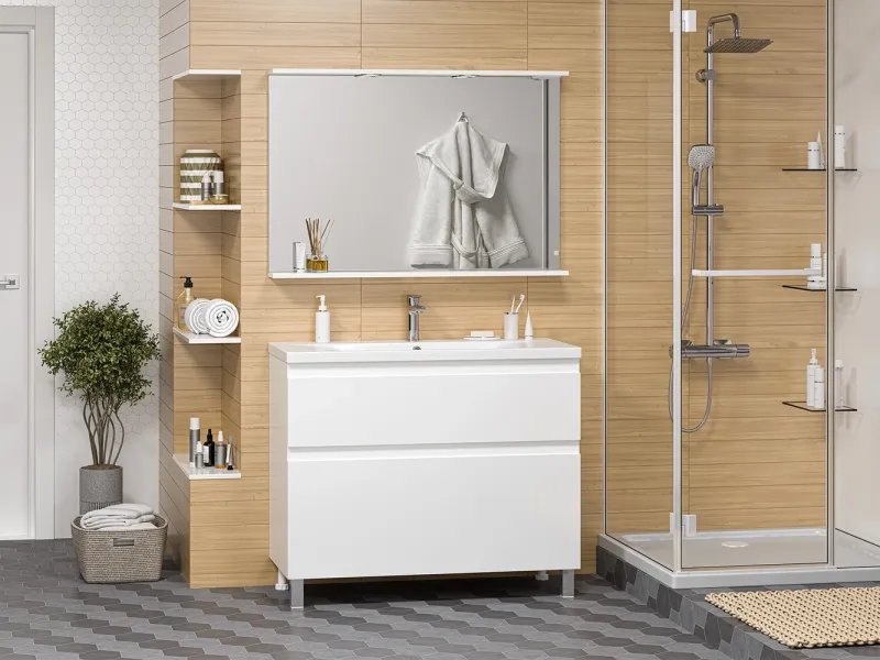 Напольная тумба под раковину Misty Лаки 100 см П-Лак-01100-0112Я белый