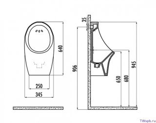 Писсуар Creavit TP611-11CB00E-0000 под скрытый налив белый