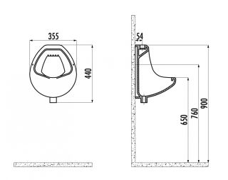 Писсуар Creavit TP600-00CB00E-0000 под внешний налив белый
