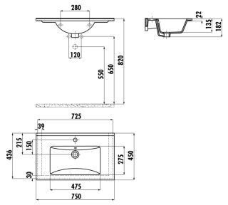 Раковина Creavit Su SU075-00CB00E-0000 75 см белый