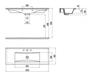 Раковина Creavit Su SU120-00CB00E-0000 120 см белый