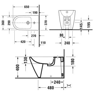 Биде Duravit D-Neo 2294100000 напольное белое