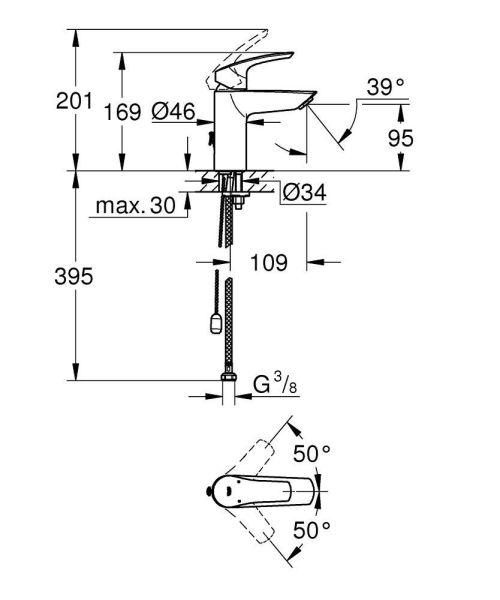 Смеситель для раковины GROHE Eurosmart 33188003 хром