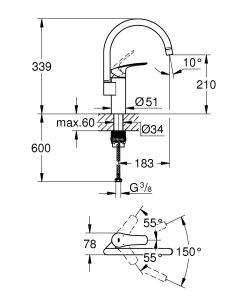 Смеситель для кухни Grohe Eurosmart 33202003 хром
