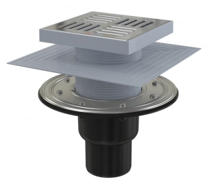 Сливной трап AlcaPlast 150 ? 150/50/75мм решетка - хром APV4444