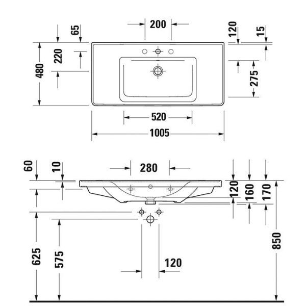 Раковина Duravit D-Neo  2367100000 Белая 105 см