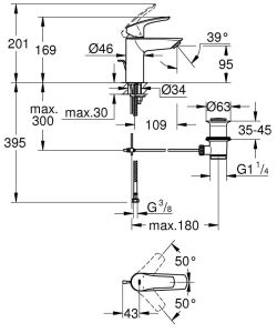 Смеситель для раковины GROHE Eurosmart 33265003 хром