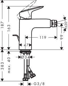 Смеситель Hansgrohe Logis 71200000 для биде с д/к