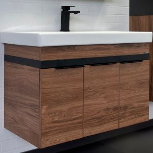 Тумба с раковиной Comforty Соло 00-00010979 90 см Дуб темно-коричневый