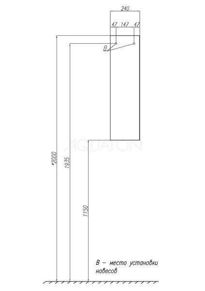 Модуль для зеркала Акватон Терра 24см дуб кантри/антрацит 1A247403TEKA0