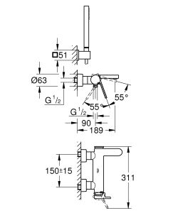Смеситель для ванны Grohe Plus 33547003 хром