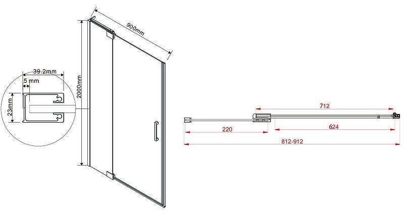 Душевая дверь Vincea Extra 90 VDP-1E8090CLB профиль Черный стекло прозрачное