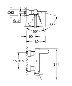 Смеситель для ванны Grohe Plus 33553003 хром