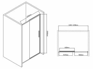 Душевая дверь Vincea Slim-U 120 VDS-2SU120CL профиль Хром стекло прозрачное