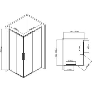 Душевой уголок Vincea Slim-U 100x80 VSS-2SU8010CLB профиль Черный матовый стекло прозрачное