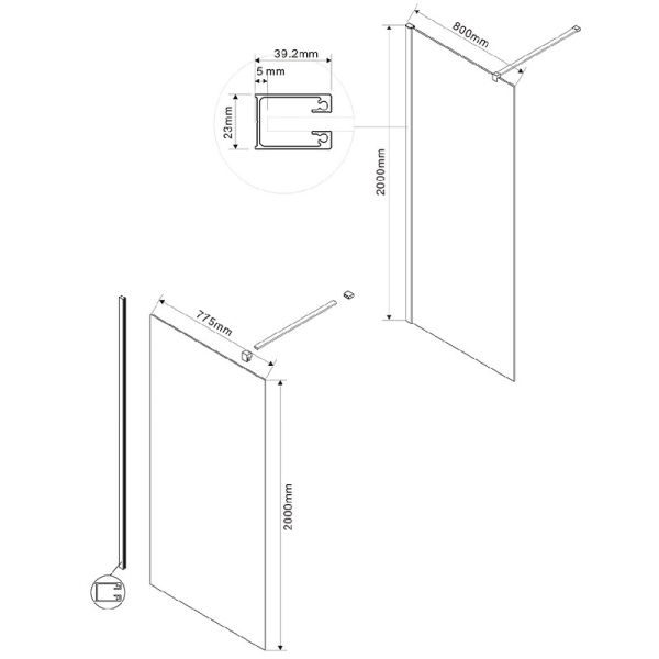 Душевая перегородка Vincea Walk In VSW-1H800CGB 80 см