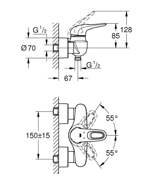 Смеситель для душа Grohe Eurostyle 33590003 хром