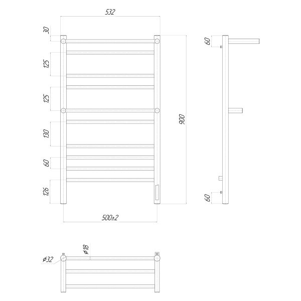 Полотенцесушитель электрический Lemark Pramen 50x90см хром П10 LM33810Z