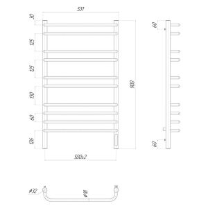 Полотенцесушитель электрический Lemark Luna 50x90см хром П10 LM41910Z