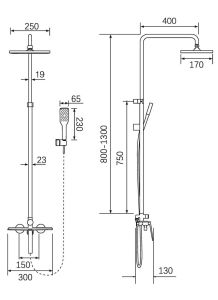 Душевая стойка Milleau ELEGANT MLV13223PDD-MB черный