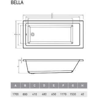 Акриловая ванна Relisan Bella 170x80 Гл000026031 без гидромассажа Акриловая ванна Relisan Bella 170x80 Гл000026031 без гидромассажа