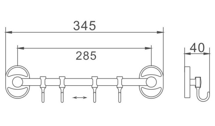 Планка с крючками для полотенец Haiba HB1915-4 хром Планка с крючками для полотенец Haiba HB1915-4 хром